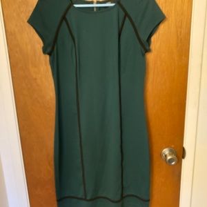 Missimo Green Sheath Dress with Black Piping